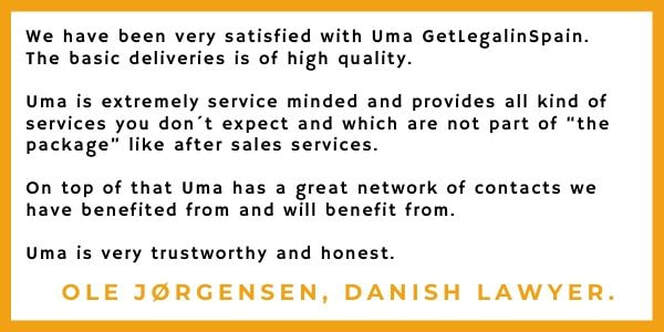 Testimonial for High Quality Service - Get Legal in Spain
